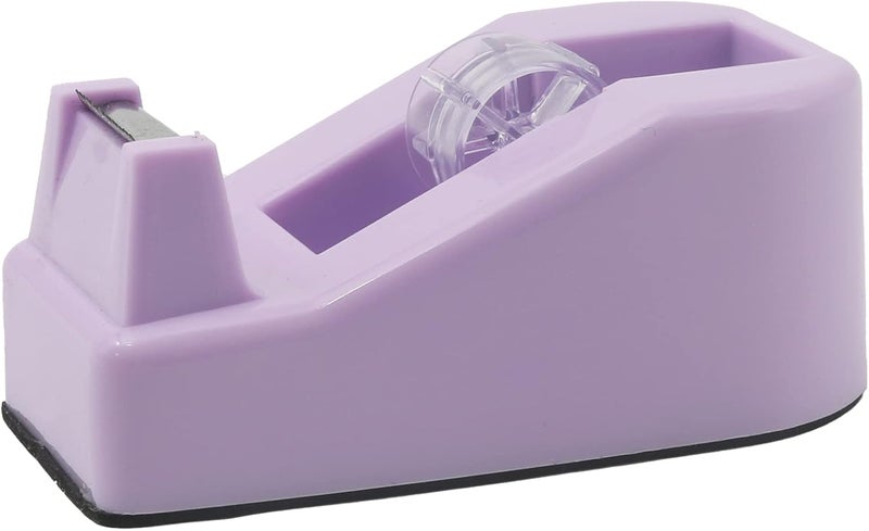 ROSEUP Desktop Tape Dispenser Heavy Duty Desk Accessories Floral Office Tape Dispensers, Weighted Non-Skid Base, Macaron Purple - Image 1